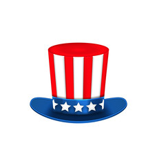 Uncle Sam's Hat for American Holidays, Isolated on White Background