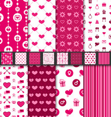 Set seamless backgrounds Valentine Day pattern
