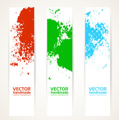 Abstract vertical hand drawing banner set