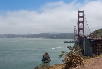 Golden Gate Bridge is shown in a fog , San Francisco,California