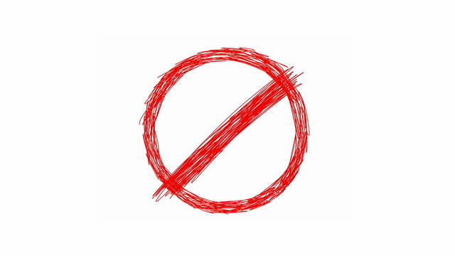 stop motion hand drawn stop sign on white background, NTSC, 30 fps, 7 seconds