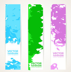 Vertical abstract handdrawing by ink banner set