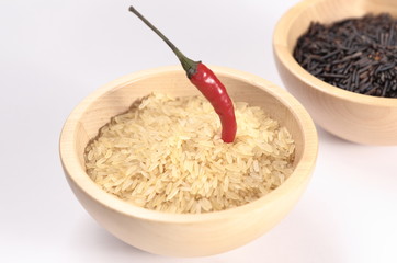 uncooked rice and red pepper