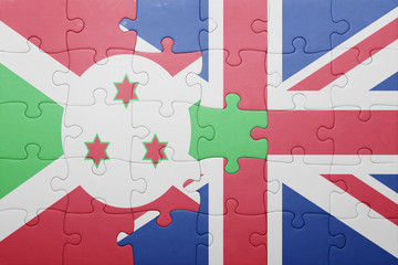 puzzle with the national flag of great britain and burundi