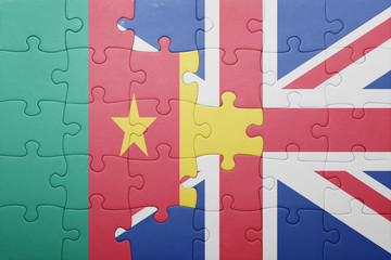 puzzle with the national flag of great britain and cameroon