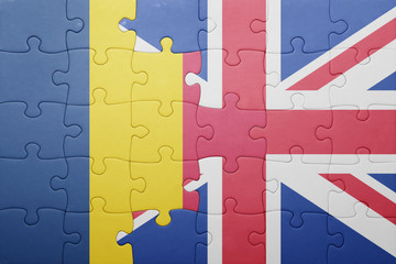 puzzle with the national flag of great britain and chad