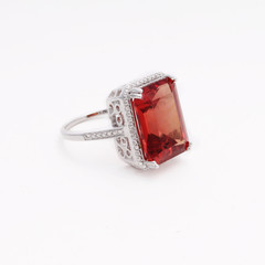 Padparadscha Sapphire Gemstone Ring in Silver