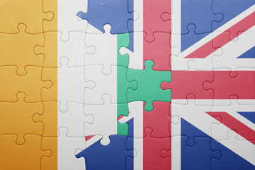 puzzle with the national flag of great britain and cote divoire