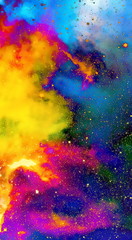 Nebula, Cosmic space and stars,  color background. fractal effect. Painting effect. Elements of this image furnished by NASA.