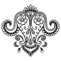 Henna tattoo flower template.Mehndi.
