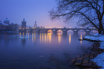 Twilight with the Charles Bridge, Prague, Czech Republic - 101754208