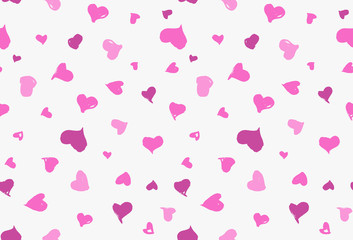 Seamless background pattern with hand drawn textured pink hearts