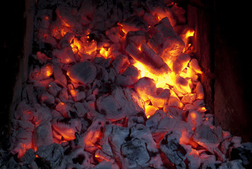 coals in the firebox