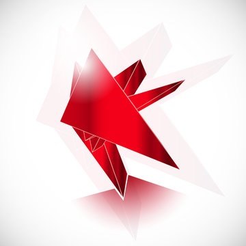 Red gem ruby shard crystal icon logo geometric art vector