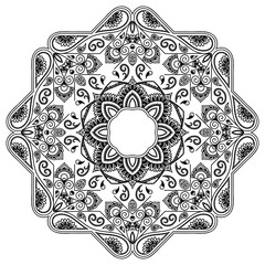 Vector henna tatoo mandala. Mehndi style.
