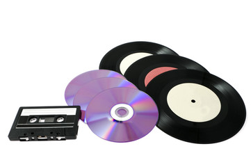 plates, cassette on a white background