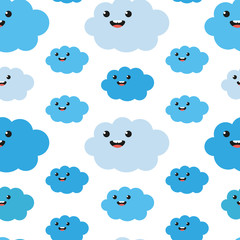 Funny cartoon cloud seamless pattern background.