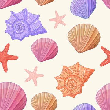 Seamless pattern background of shells. Can be used in different ways. Vector.