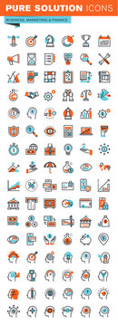 Thin line web icons for business, finance and banking, marketing, human features, decision-making and communication, for websites and mobile websites and apps.