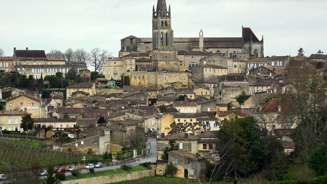 Village of Saint-Emilion in winter-Bordeaux Vineyard-France