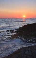 Sunset over the sea during summer evening in Croatia