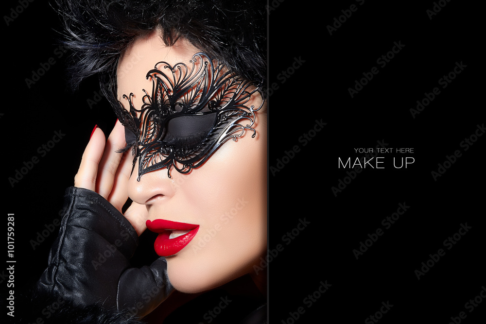 Wall mural masquerade. high fashion portrait of beautiful woman with black