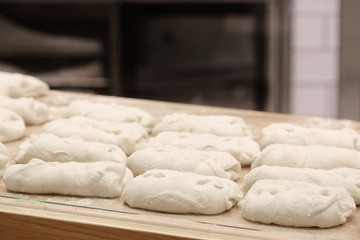Fototapeta na wymiar Bread before placing in hot oven.