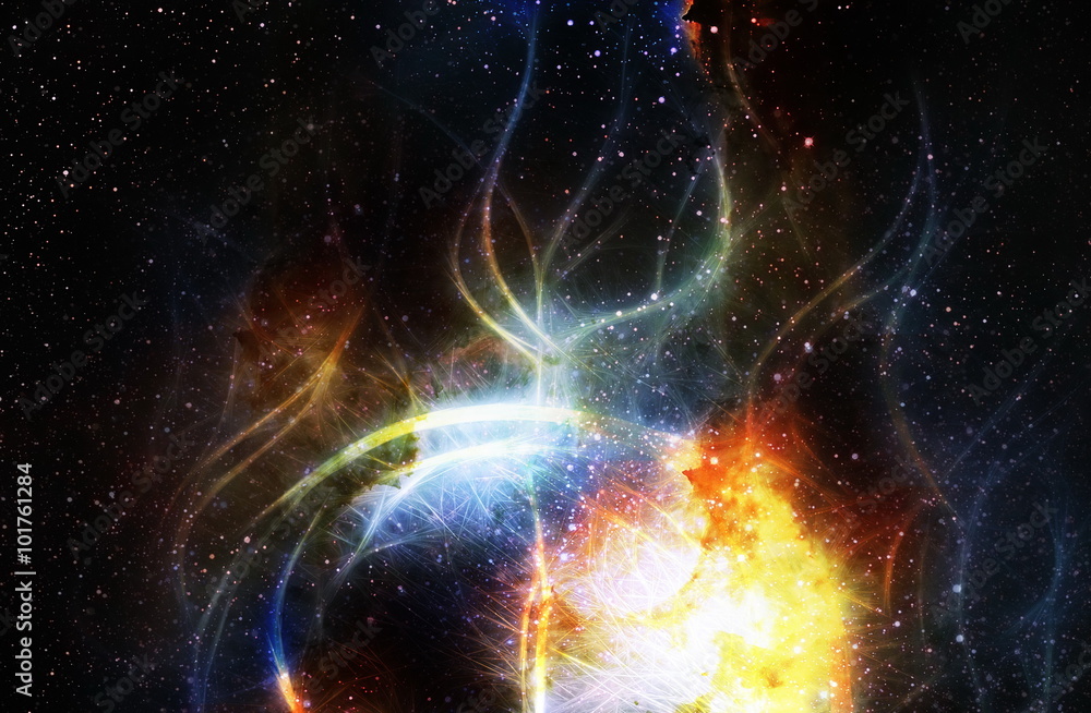 Poster Cosmos and fractal effect, computer collage. Elements of this image furnished by NASA.