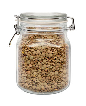 Lentils in a Glass Canister