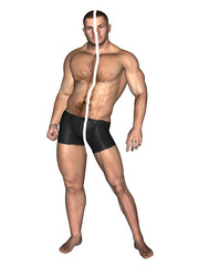 Human man thin and muscle concept isolated