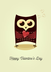 Happy Valentine's  day owl card