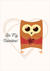 Valentine's owl light background
