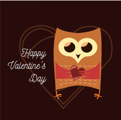 Valentine's owl dark background