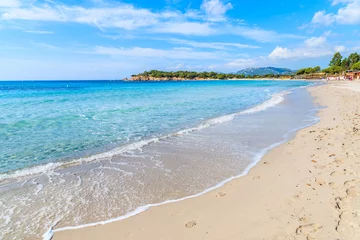Photo sur Plexiglas Plage de Palombaggia, Corse Sea wave on beautiful Palombaggia beach, Corsica island, France