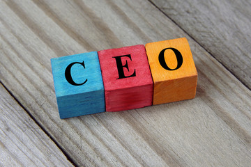 CEO text (Chief Executive Officer) on colorful wooden cubes