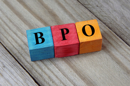 BPO text (Business Process Outsourcing) on colorful wooden cubes
