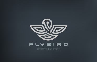 Bird Logo design linear style. Eagle falcon hawk Logotype icon