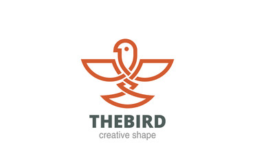 Celtic Bird Logo design linear. Eagle falcon hawk Logotype icon