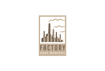 Factory Logo design vector. Plant Logotype icon retro style