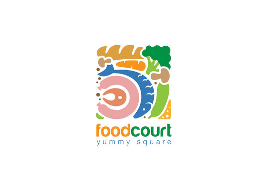 Food Gourmet Square Logo Shop abstract design vector