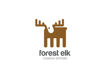 Elk Logo design negative space style. Geometric Deer icon