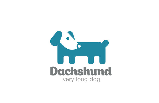 Dachshund Dog Logo design vector template