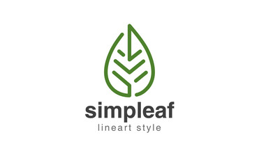 Abstract Leaf Logo design vector template linear style.