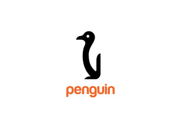 Penguin Logo design vector Negative space style. Funny Bird icon