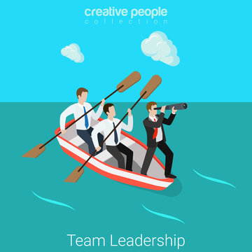 Leadership in business team HR leader flat 3d vector isometric