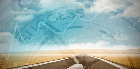 Composite image of compass pointing to success