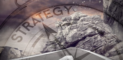 Composite image of compass pointing to strategy