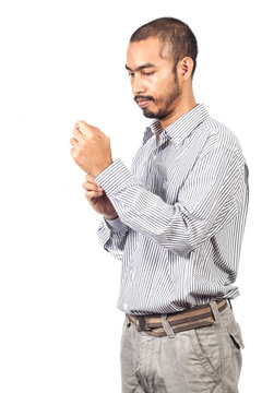 Asian Business Man Dressing His Cloth