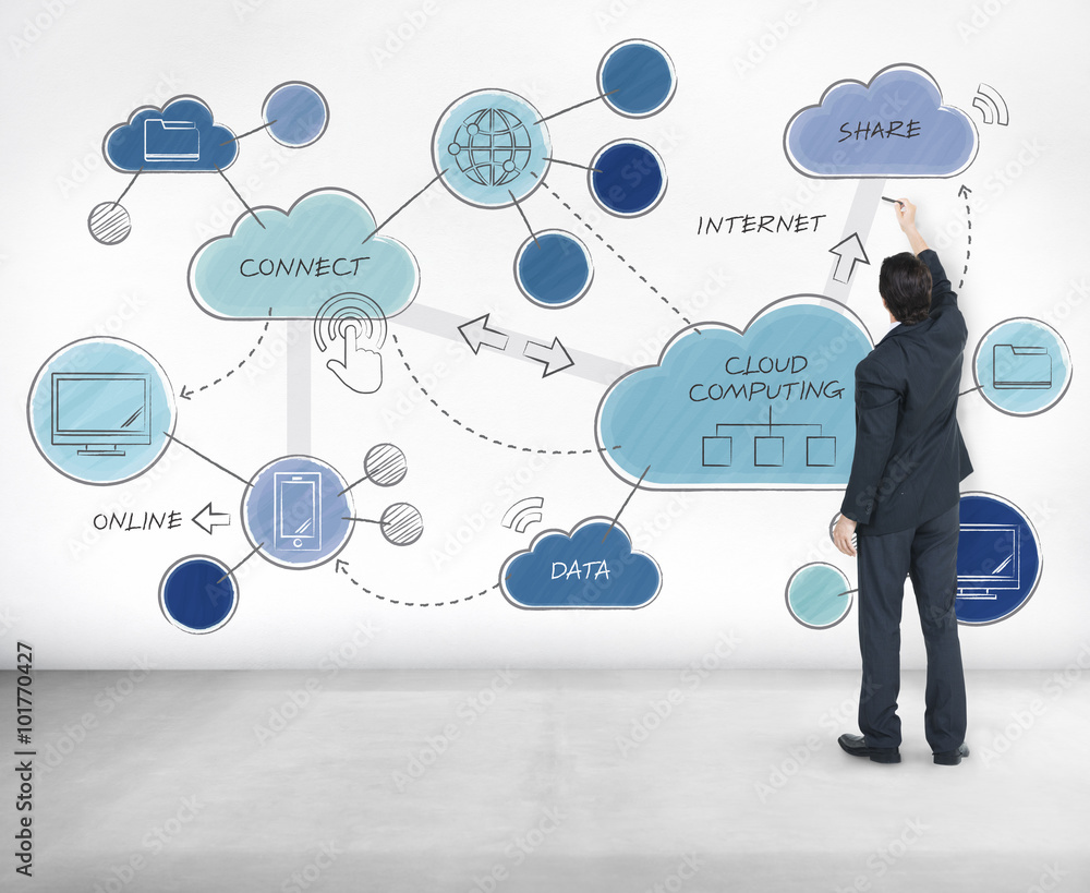 Aufkleber cloud computing networking connecting concpet