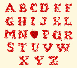 ABC  font heart vector design